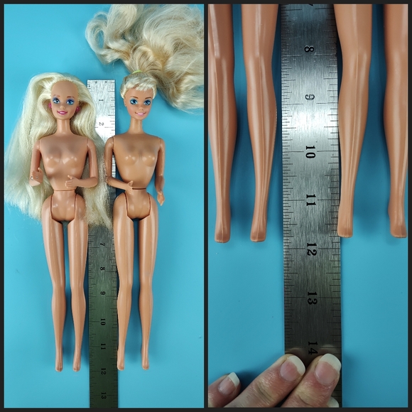 Mattel 90s 2 Superstar Barbie Dolls Bleach Blonde Hair Blue Purple Eyes +Outfits - Picture 11 of 12